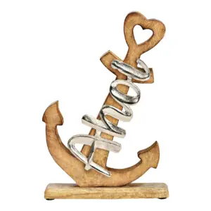 Aufsteller Anker "Ahoi" aus Mangoholz und Metall (20 x 30 x 5 cm) – maritime Dekoration für Wohnzimmer, Schlafzimmer oder Badezimmer.