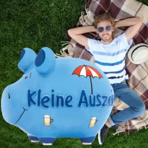 Keramik Sparschwein Kleine Auszeit in Blau – Dekorative Spardose für Zuhause