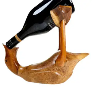 Bambus-Holzente Edda – Handgefertigter Flaschenhalter aus nachhaltigem Holz.