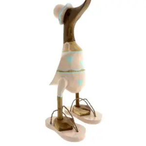 Charmante Bambus-Holzente Eva mit rosa Herz – romantische Dekoration für dein Zuhause