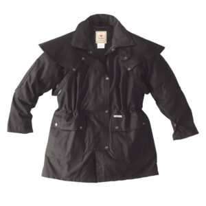 SCIPPIS Drover Jacket in Schwarz – Vorderansicht mit Schultercape