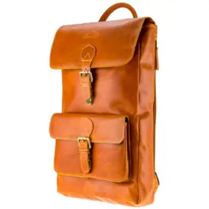 SCRAMBLER Rucksack aus naturgegerbtem Büffelleder mit breitem Schulterriemen