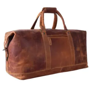 ALABAMA Duffel Bag in Camel – warme Lederfarbe mit glatter Front und Tragegriffen