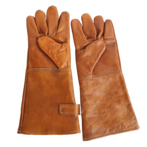 Grillhandschuhe ALPENGLÜHEN aus cognac Leder mit langem Schaft