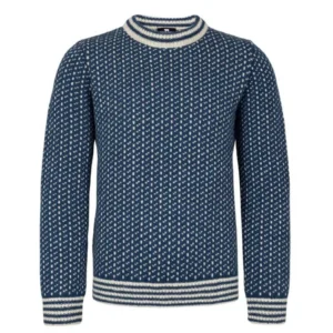 Norlender Island Norweger Pullover Blau aus Schurwolle