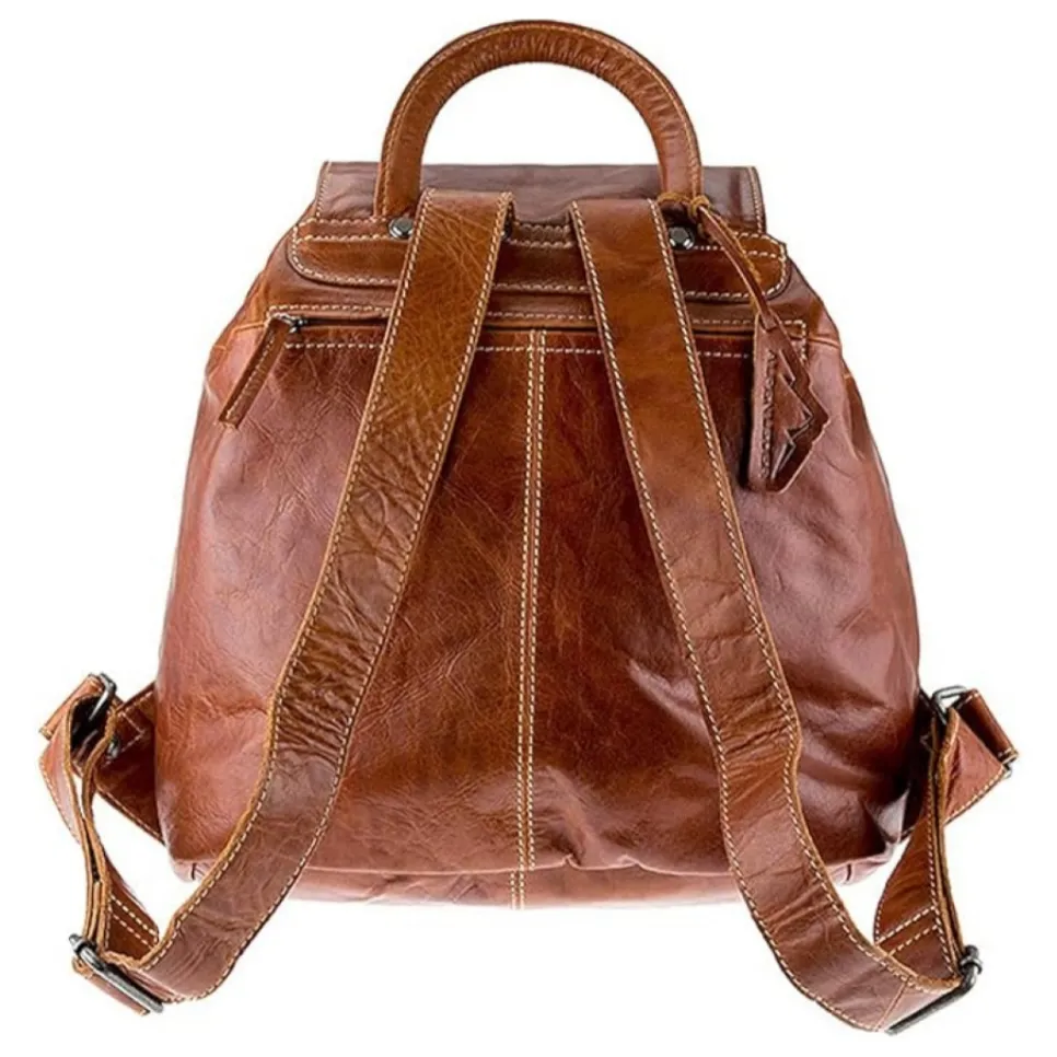 Jacob’s Way Rucksack Cognac mit verstellbaren Schulterriemen