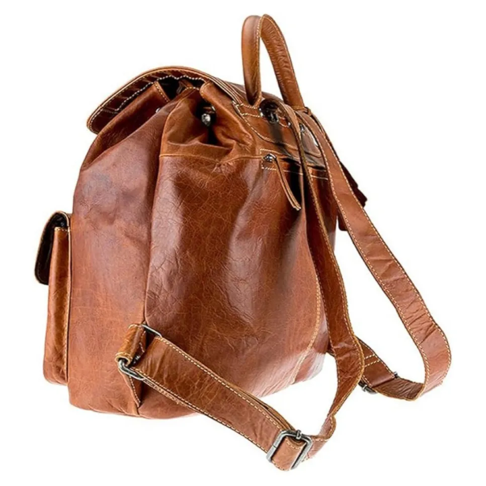 Jacob’s Way Rucksack Cognac mit verstellbaren Schulterriemen
