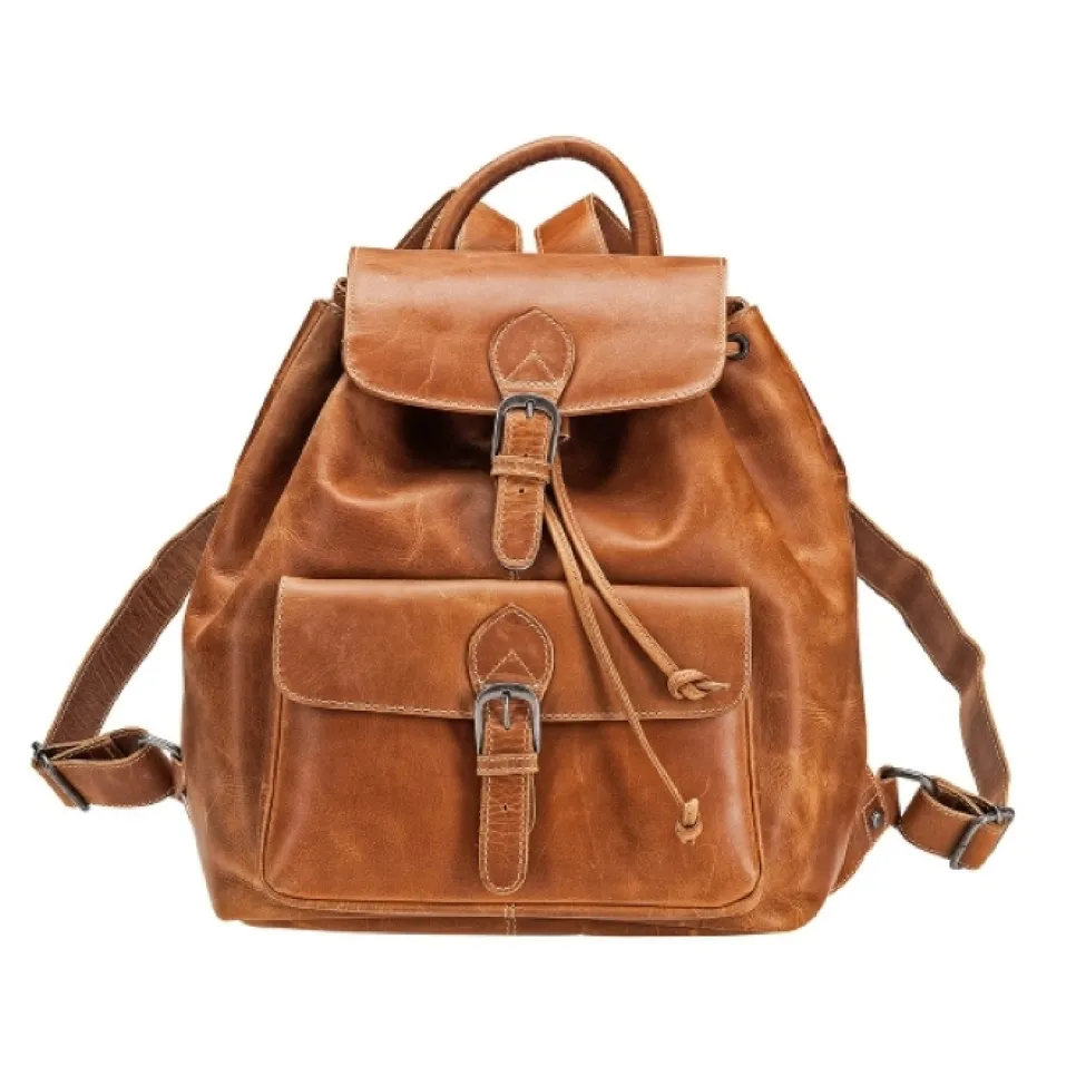 Alpenleder Rucksack Jacob’s Way aus Büffelleder in Cognac Vorderansicht