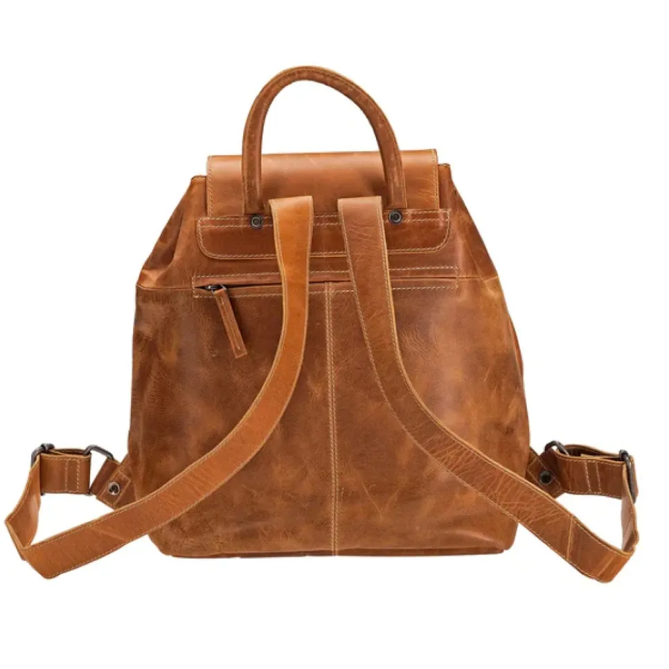Alpenleder Rucksack Jacob’s Way in Cognac Rückansicht
