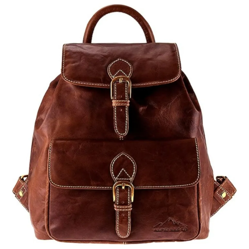 Alpenleder Rucksack Jacob’s Way aus Büffelleder in Brandy Vorderansicht