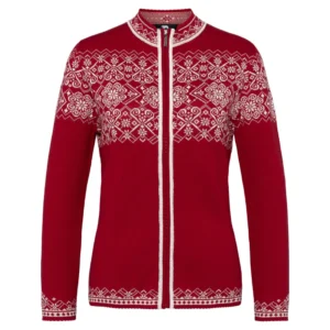 Aurora Damen Merino-Cardigan in Rot, verdeckter Zipper