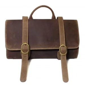 Leder-Kulturbeutel CHICAGO mit charakteristischen Verschlussriemen