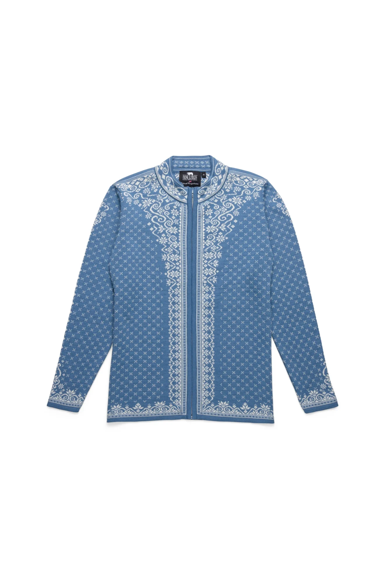Norwegische Strickjacke in Hellblau aus Extra Fine Merino Wool von Norlender