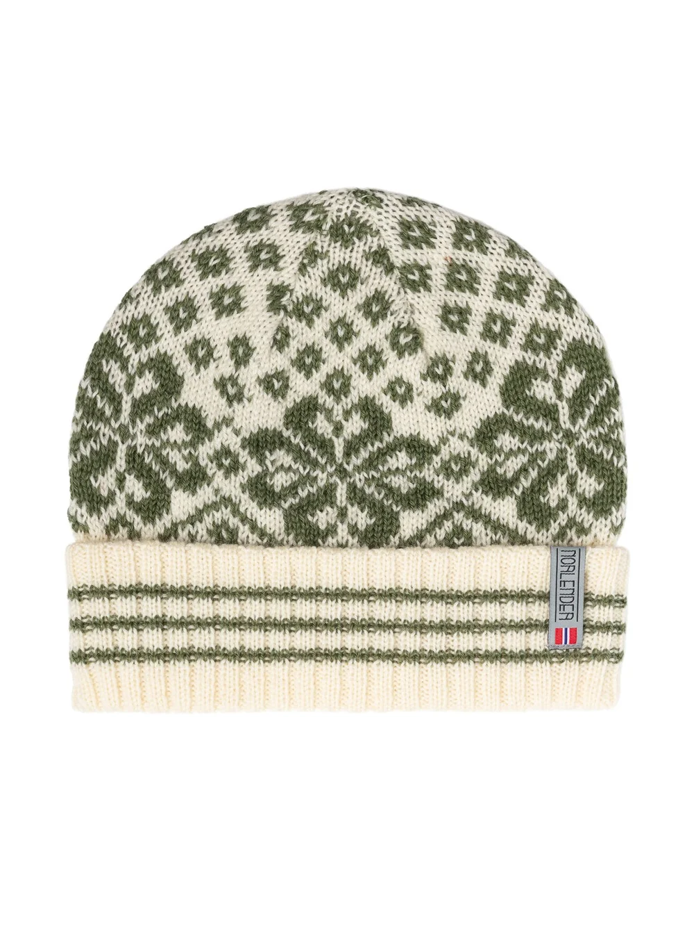 Norlender Selbu Beanie (Strickmütze) in Grün aus 100 % Wolle mit traditionellem norwegischem Selbu-Sternmuster.