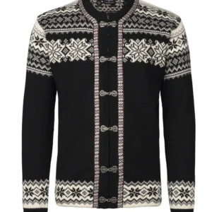 Norlender Stavanger Lusekofte Herren Strickjacke aus 100 % norwegischer Schurwolle in Schwarz