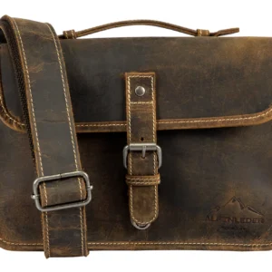 Alpenleder Camera Case PRESSE aus Büffelleder in Old Havanna – Schrägansicht