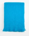 Foxford Boyne Mohairdecke in Jadeblau, gefaltet mit weicher Mohairstruktur und Fransen